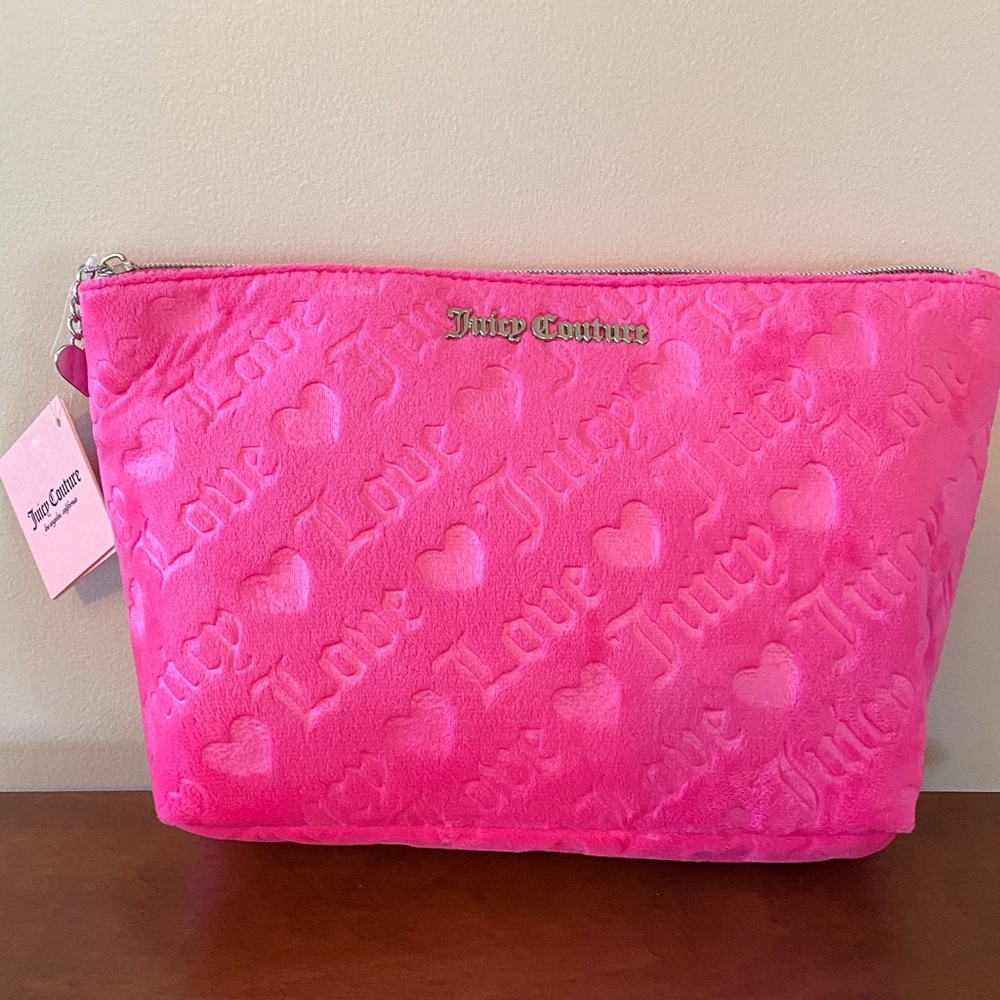 Juicy Couture Hot Pink Embossed Clutch Cosmetics Bag NWT